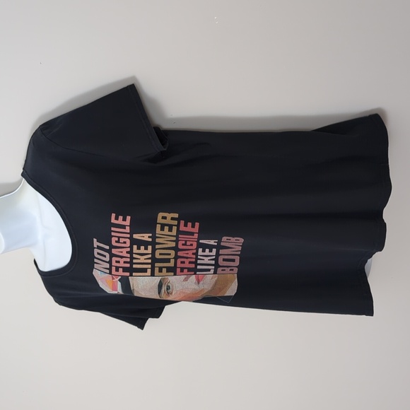 Not Fragile Like a Flower Fragile Like a Bomb Frida Kahlo T-Shirt Black Size XL - Picture 2 of 8